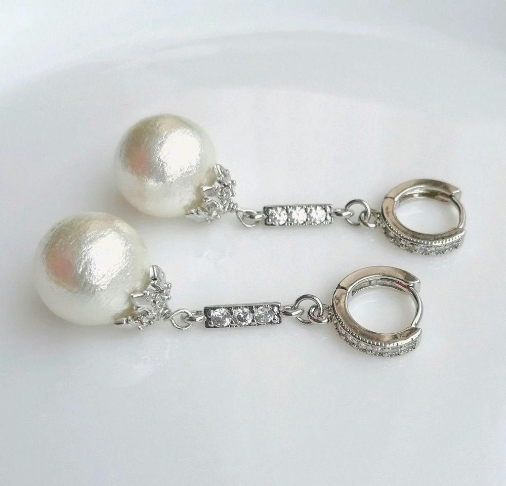 Серьги свадебные с жемчугом