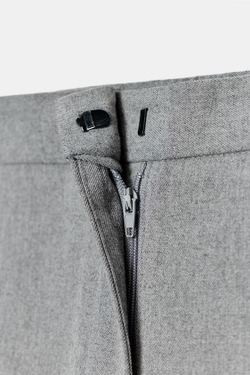 ZARA БРЮКИ ПРЯМОГО КРОЯ СО СРЕДНЕЙ ПОСАДКОЙ, СЕРЫЙ