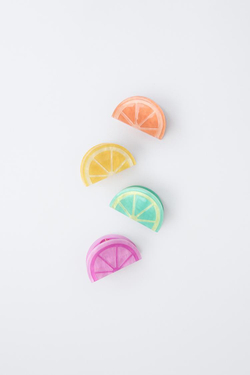 ZARA НАБОР ИЗ 4 ЗАКОЛОК ДЛЯ ВОЛОС «ФРУКТЫ», ЖЕЛТЫЙ