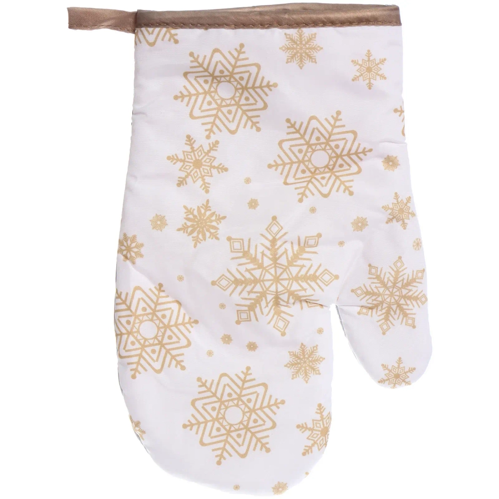 Прихватка в наборе с варежкой «Снежинка» цвет золотой, 17,5*17,5 см и 27*17 см