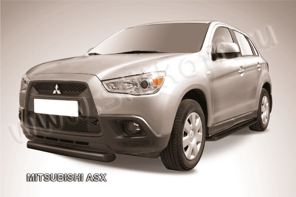 Защита переднего бампера Mitsubishi ASX (2010-2013) d76 короткая серебристая