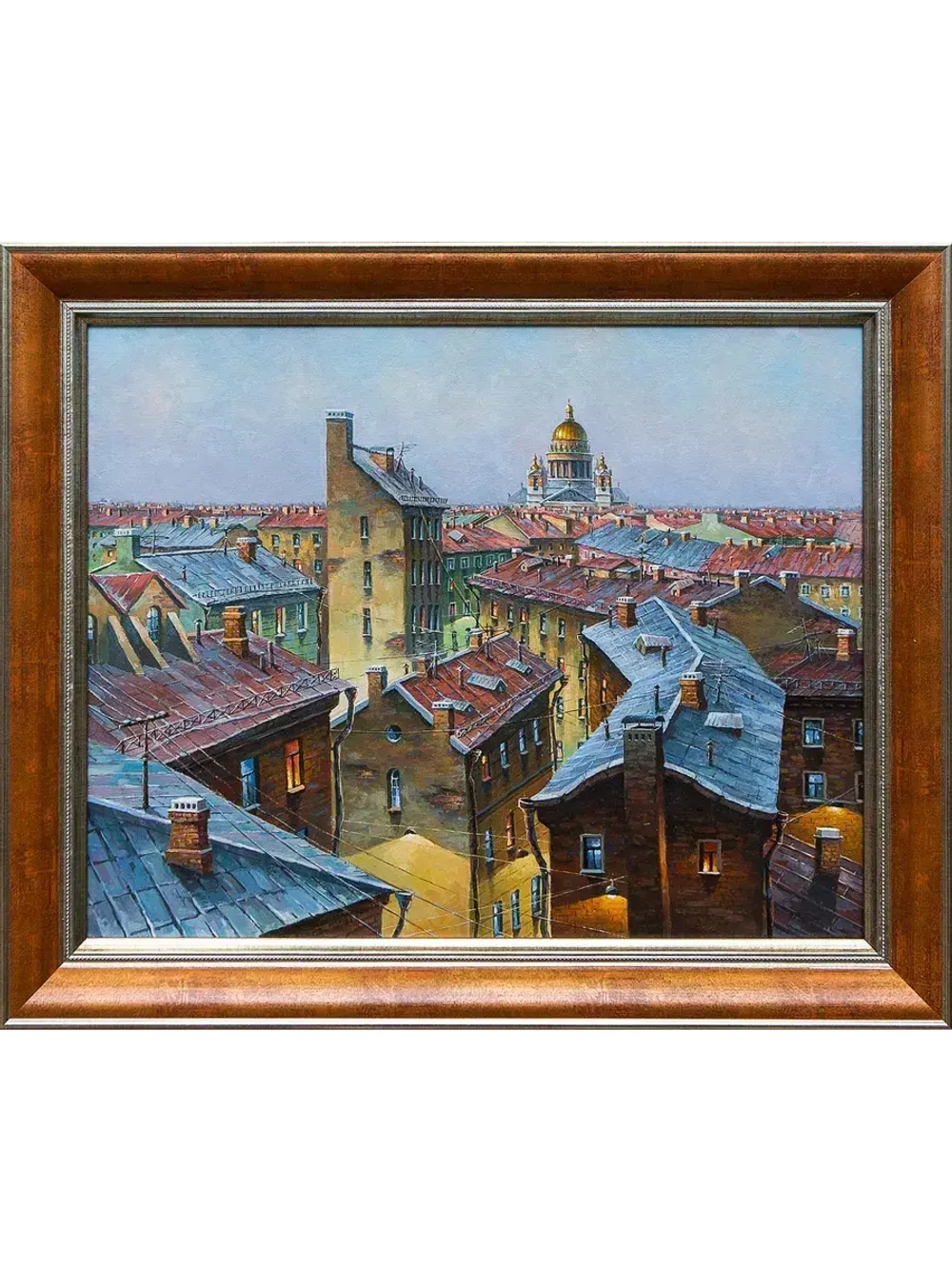 Картина маслом "Крыши Петербурга" Гафиатуллин (без рамы)