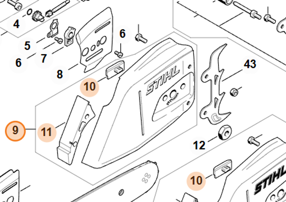Крышка цепной звёздочки для бензопилы STIHL MS 361. арт.PJ36107 FARMERTEC (STIHL 1135 640 1703)