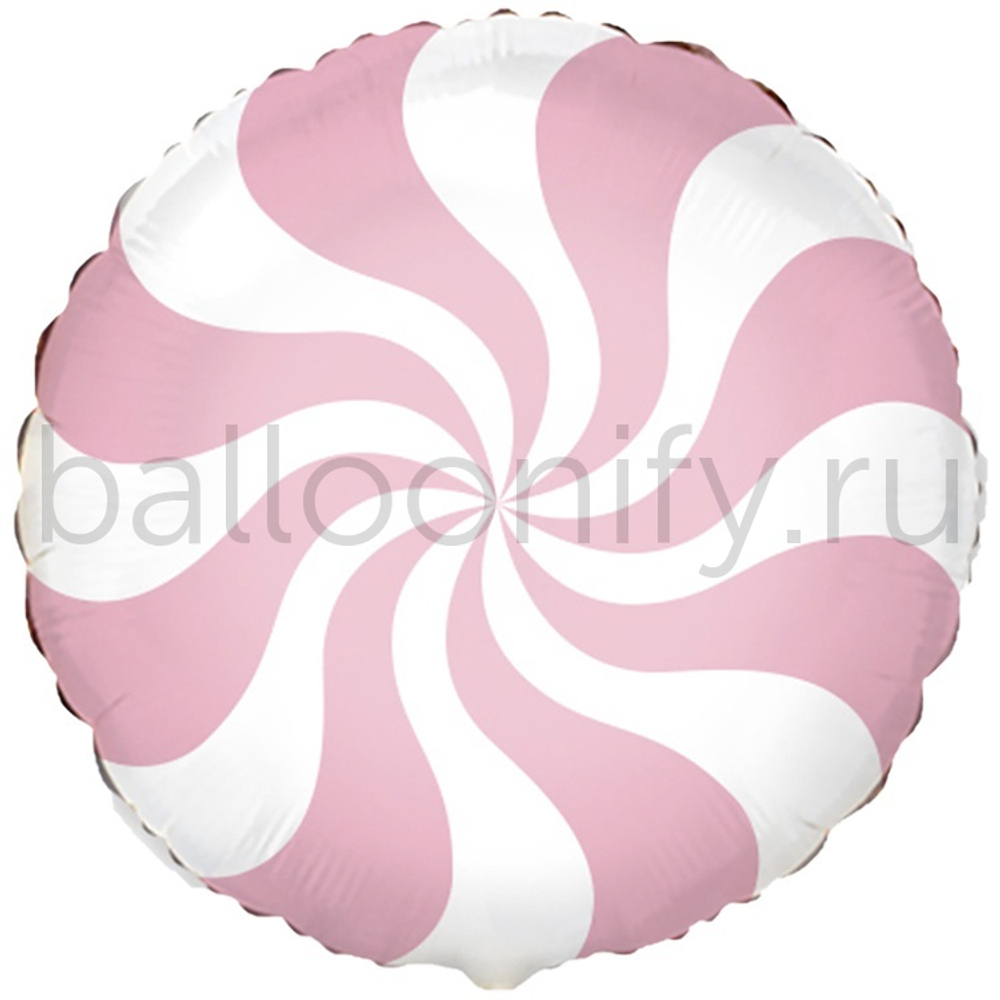 Фольгированная фигура, круг, Конфета розовая пастель/FM,18"/46СМ