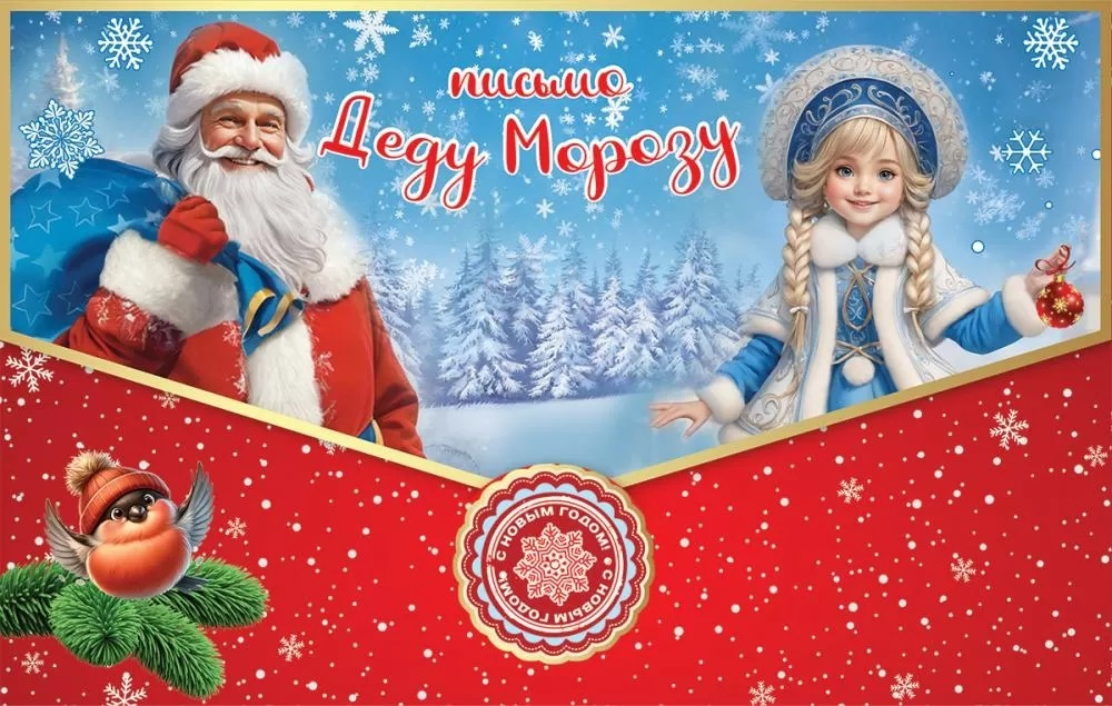 Письмо Деду Морозу (Дед Мороз и Снегурочка), 13,1*20,6 см.