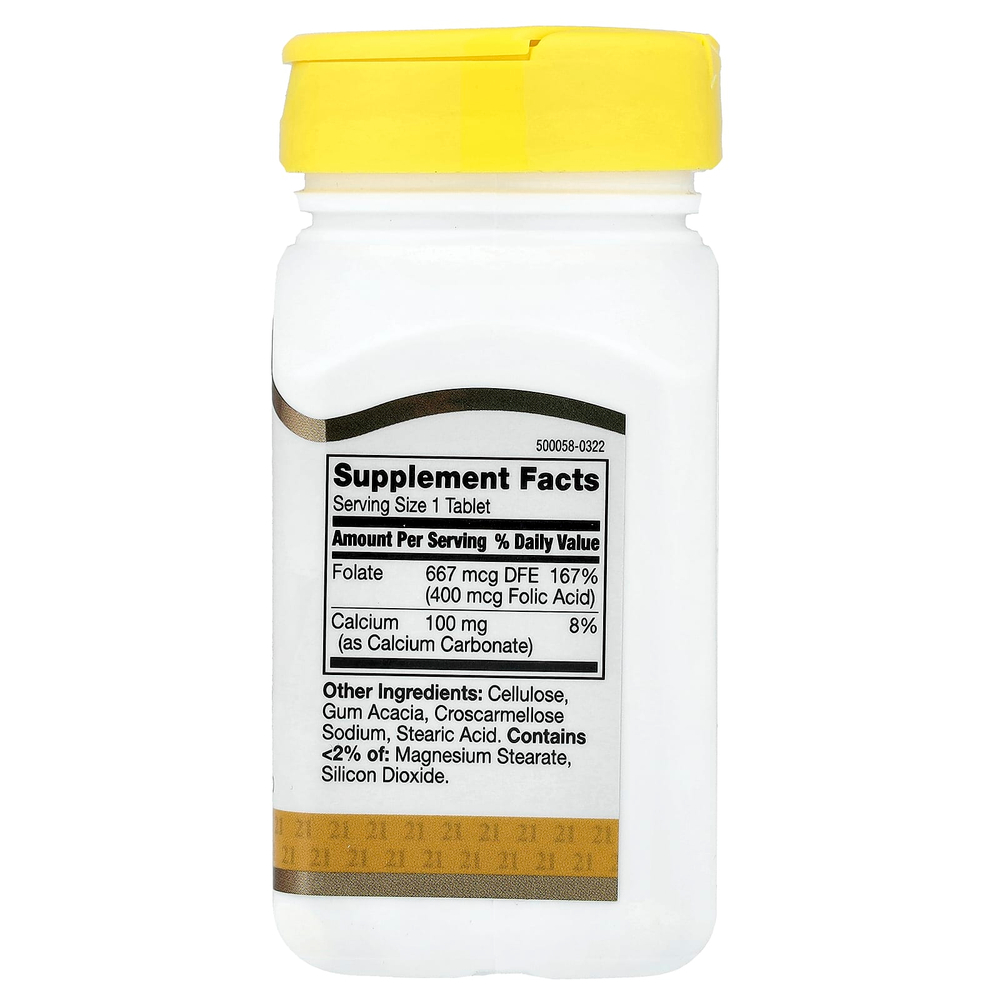 21st Century, фолиевая кислота, 400 мкг, 250 таблеток, которые легко глотать