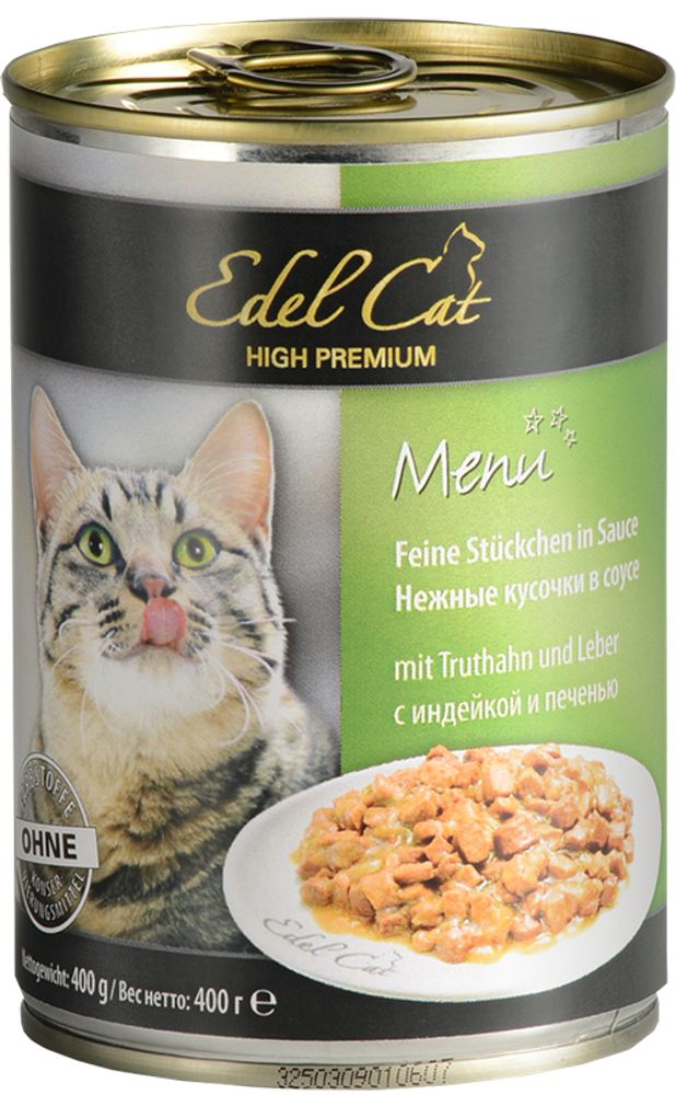 Консервы Edel Cat нежные кусочки в соусе индейка печень 400 г