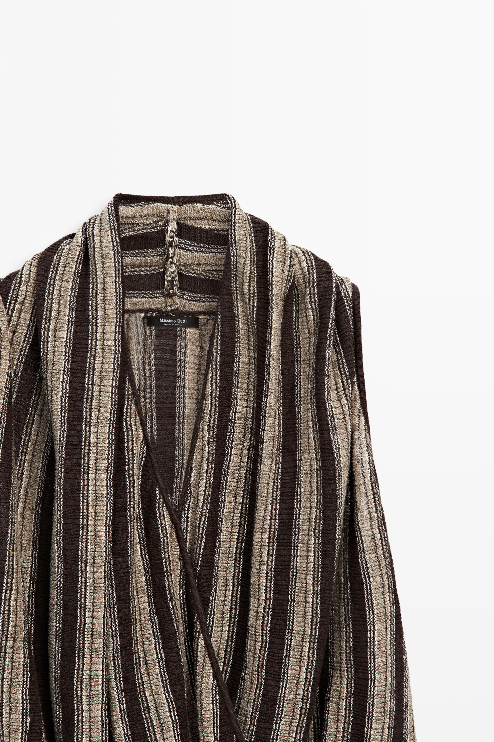 Massimo Dutti Топ внахлест в полоску, коричневый