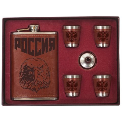 Набор «Россия» – фляжка со стопками и воронкой