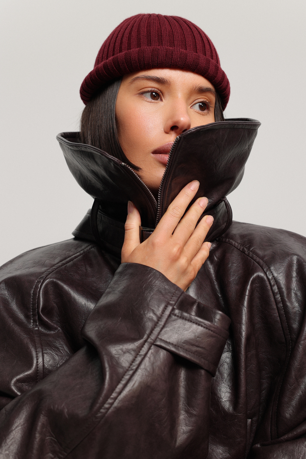 Куртка реглан из экокожи