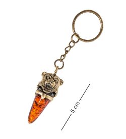 AM- 827 Брелок «Клык медведя» (латунь, янтарь)