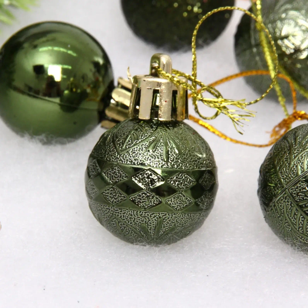 Новогодние шары 3 см (набор 9 шт) «Микс фактур», изумруд