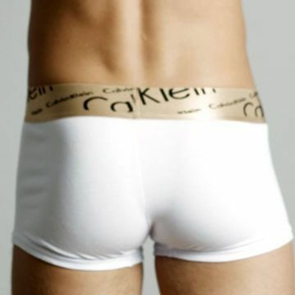 Мужские трусы боксеры белые с косой резинкой Calvin Klein Bronze Boxer Italics White