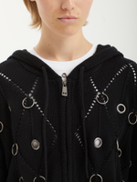Женская Толстовка Wired Black Eyelet Detail Distressed Zip Up