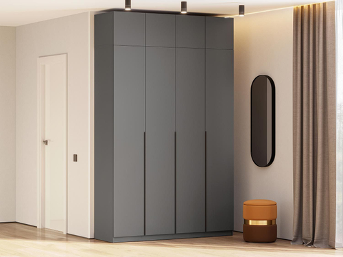 ШК 5 шкаф 1600 + антресоль + полки 1 комплект + ящики 1 комплект / Графит