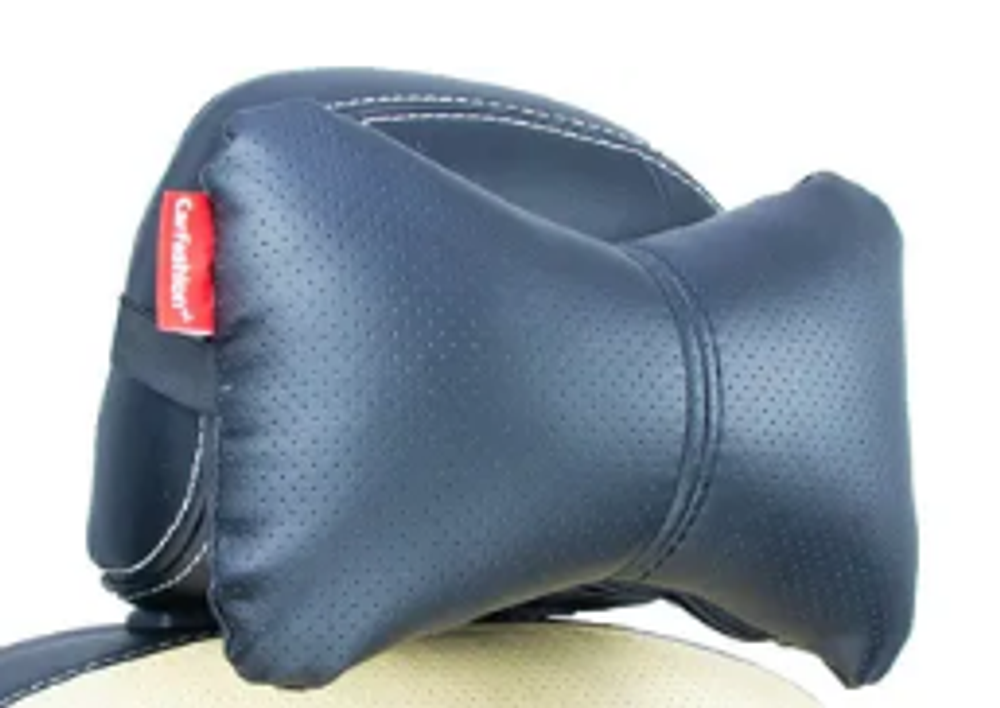 Подушка на подголовник CarFashion -«Экокожа» (1шт) - 41081 -Эко кож черный/черный перф/шов черный