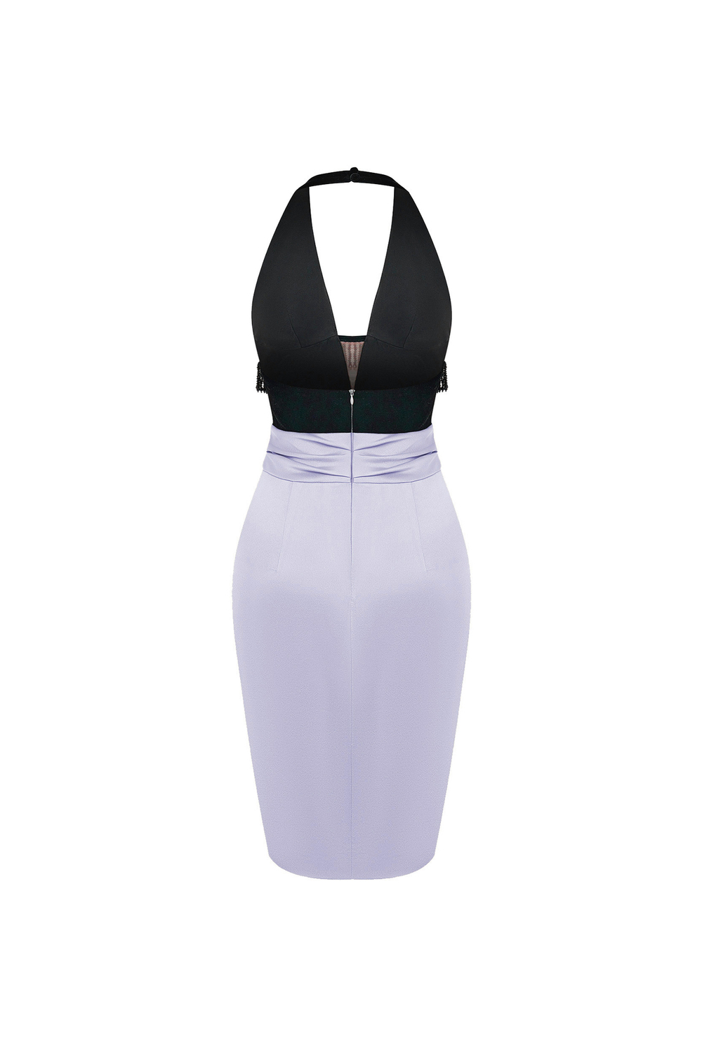 Платье мини из бархата и сатина с декоративными элементами