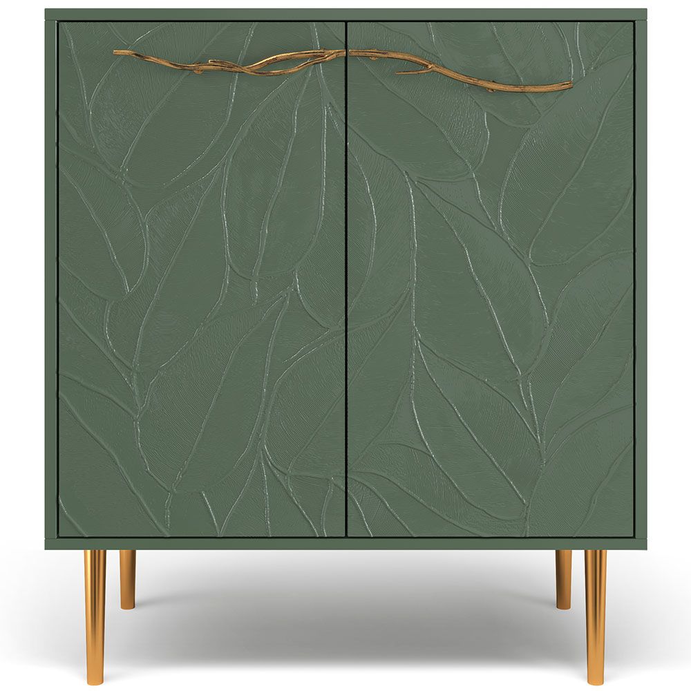 Комод Арт Колор leaves Стайл Голд с 2 полками Зеленый нефрит