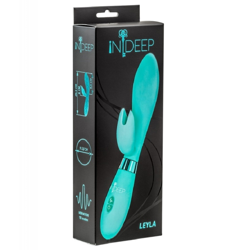 Вибратор кролик Indeep Leyla силикон бирюзовый 20,5 см