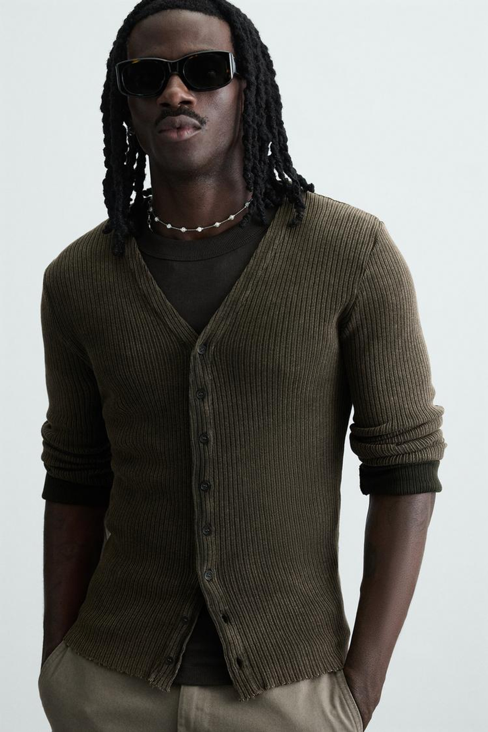 ZARA КАРДИГАН В РУБЧИК, КОРИЧНЕВЫЙ