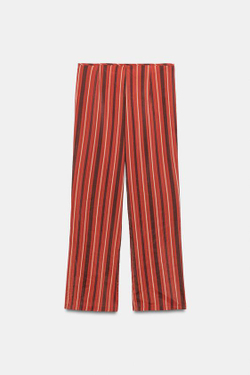 ZARA СТРУЯЩИЕСЯ БРЮКИ В ПОЛОСКУ, ОТТЕНКИ КРАСНОГО