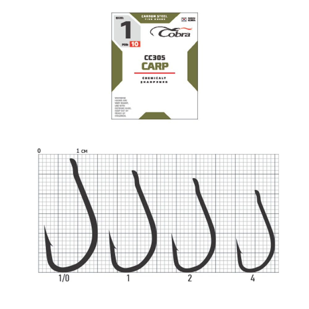 Крючки Cobra CARP KAYO HEAVY сер. CC305 разм. K001/0 10шт.