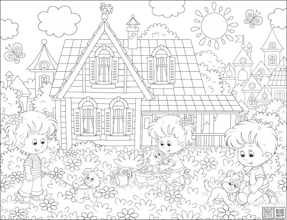 Цифровое панно ID Wall Раскраска "Дети с питомцами"