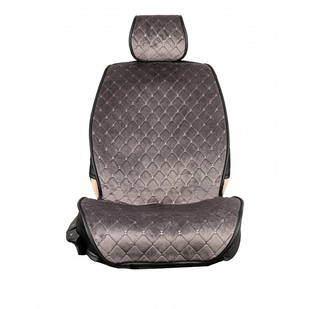 Накидки сидений ПОЛНЫЙ Coolpart MAXIMAL LUX (кт11пр) - JJ-09-GREY - Алькантара Ромб серый/ шов серый