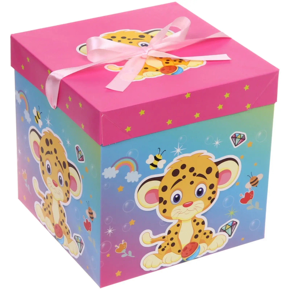 Коробка подарочная «Зверята» 22*22*22 см, микс