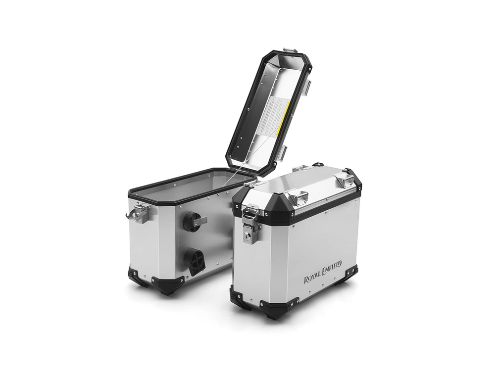 Кофры боковые Royal Enfield, тип - "Adventure", серебристого цвета, арт. 1990274