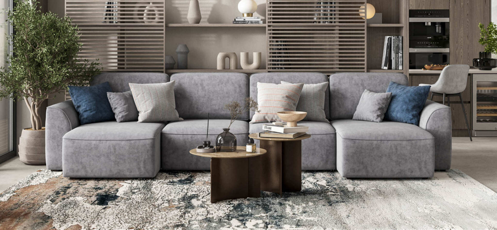 П-образный диван KING MODOOL Велюр Royal агат