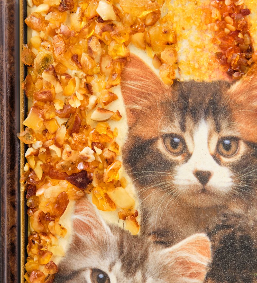 AMB-03/24 Картина «Лебеди» (с янтарной крошкой) L-24см