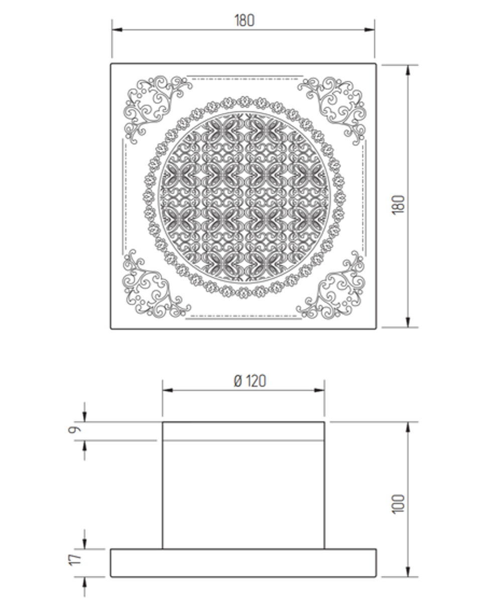 Вентилятор для ванной комнаты Migliore D100 мм с декоративной решеткой 160x160 мм хром  23002
