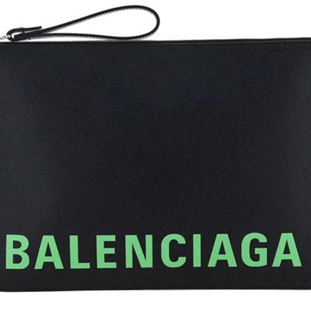 Balenciaga Leather Clutch Unisex Black