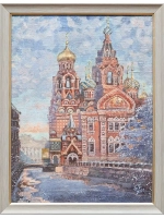 Картина маслом  «Зима. Спас на Крови» Бондаренко