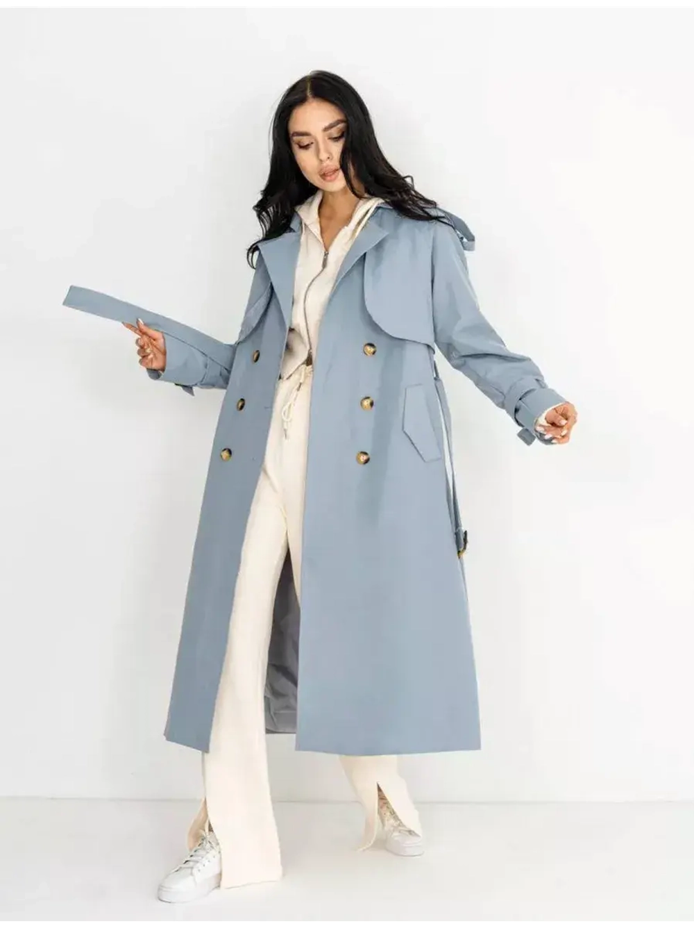 Тренч длинный оверсайз плащ