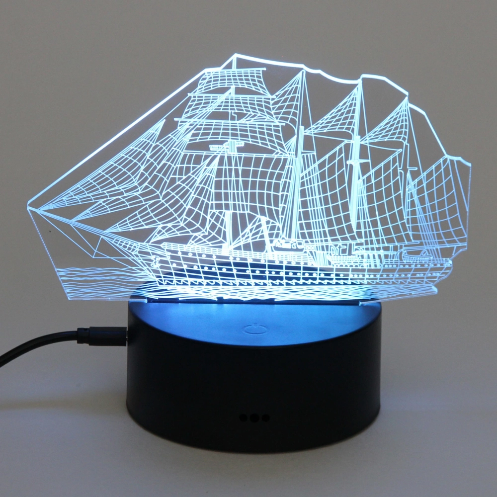 Светильник ночник «3D-Корабль» на пластиковой подставке, с включателем USB