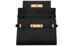SAINT LAURENT MANHATTAN Crocodile Pattern Embossed Bright Cow Leather Crossbody Bag, Shoulder Bag Small Women"s Black