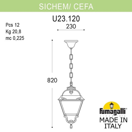 Подвесной уличный светильник FUMAGALLI SICHEM/CEFA U23.120.000.VYF1R