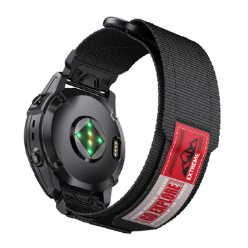 Нейлоновый ремешок 22 мм для Garmin (циферблат 47 мм) QuickFit на липучке (Черный)