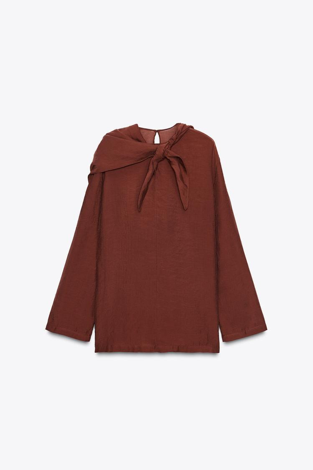 ZARA БЛУЗА СВОБОДНОГО КРОЯ С ПЛАТКОМ-ТРАНСФОРМЕРОМ — ZW COLLECTION, ЧЕРЕПИЧНЫЙ