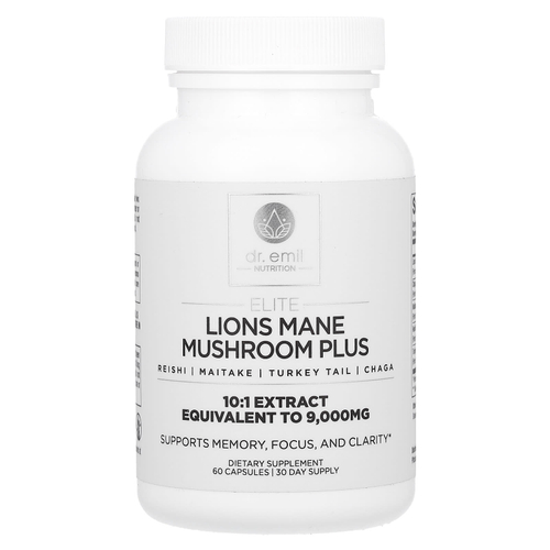 Dr. Emil Nutrition, Elite, ежовик гребенчатый, гриб, плюс, 60 капсул
