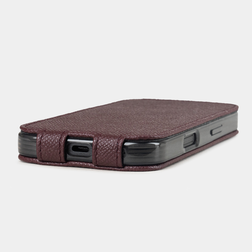 Чехол iPhone 17 Pro Max натуральная кожа сафьяно, бордового цвета