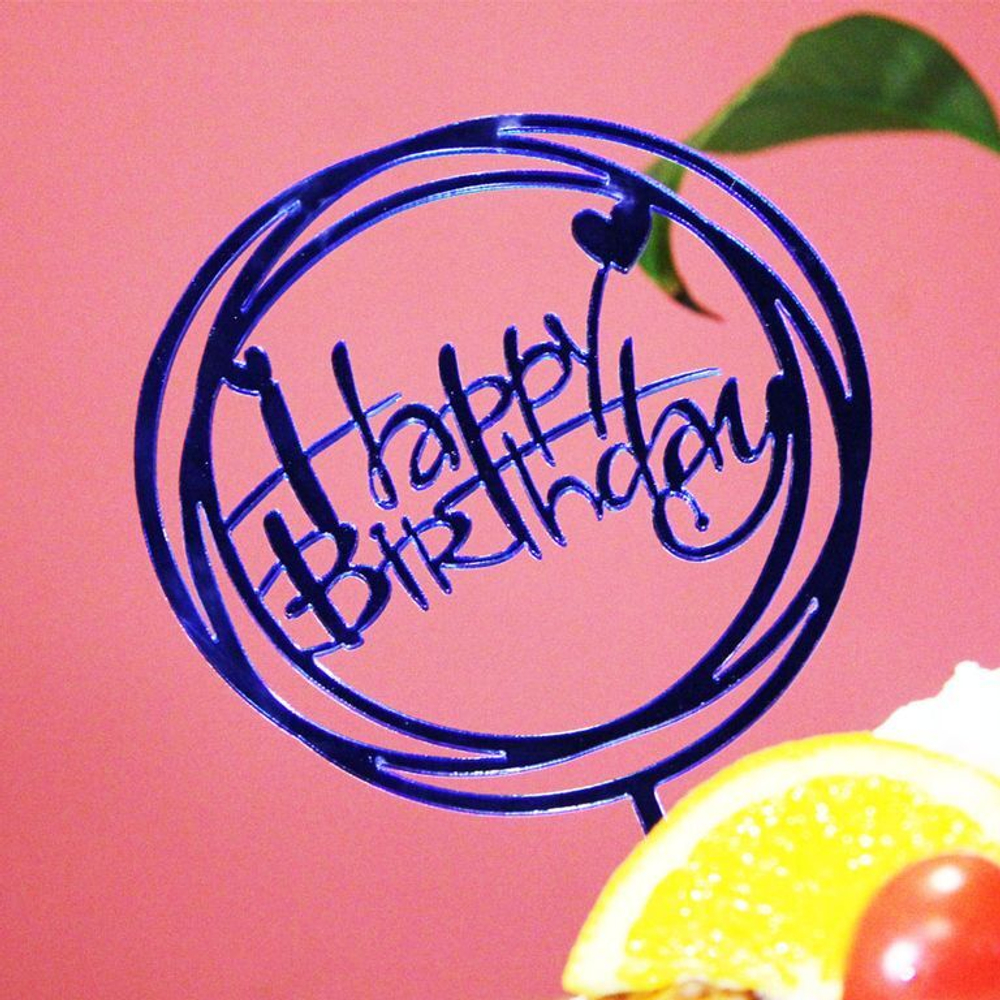 Топпер круглый «Happy Birthday» синий