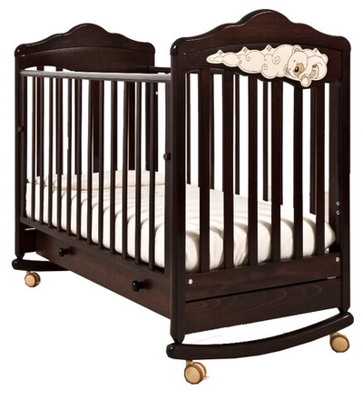 Детская кроватка Angela Bella Изабель колесо-качалка с ящ. 120х60см махагон