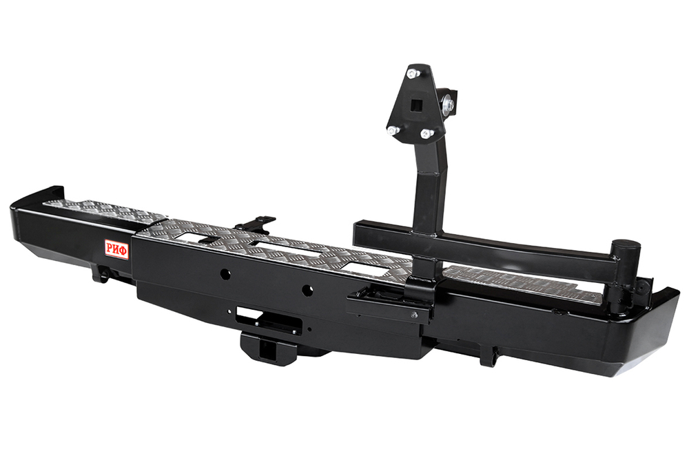 Бампер силовой задний ГАЗ Соболь с площадкой под лебёдку, квадратом под фаркоп и калиткой стандарт РИФ