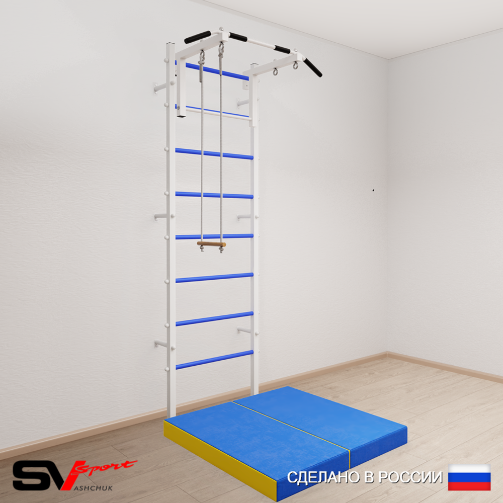 Шведская стенка Sv Sport усиленная 6124 (Турник стандарт/Трапеция/Мат 1м)