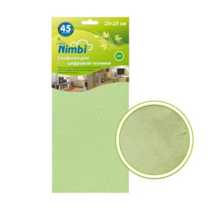 Салфетка  KOLIBRIYA Nimbi-45 Дом-Офис,  Замша искуств. 25х25см,  для цифр.Техники,  Зеленая (1/20)