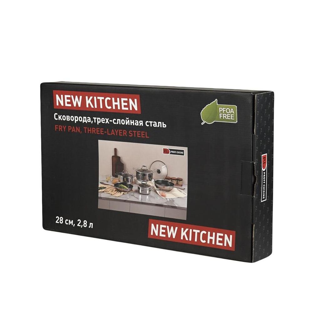 Сковорода 28/20 см h5,5 см New Kitchen Honeycombs нерж. с антиприг. покр. ИНДУКЦИЯ P.L.