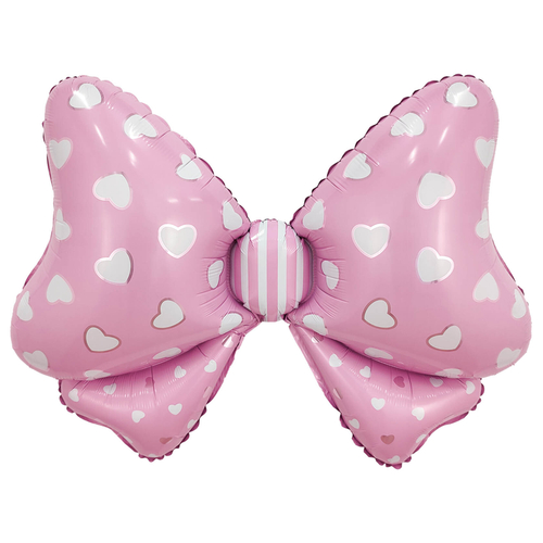 Шар фигура 53 см Бант розовый с сердечками